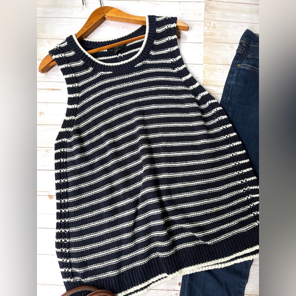 Banana Republic Navy and White Striped Knit Tank